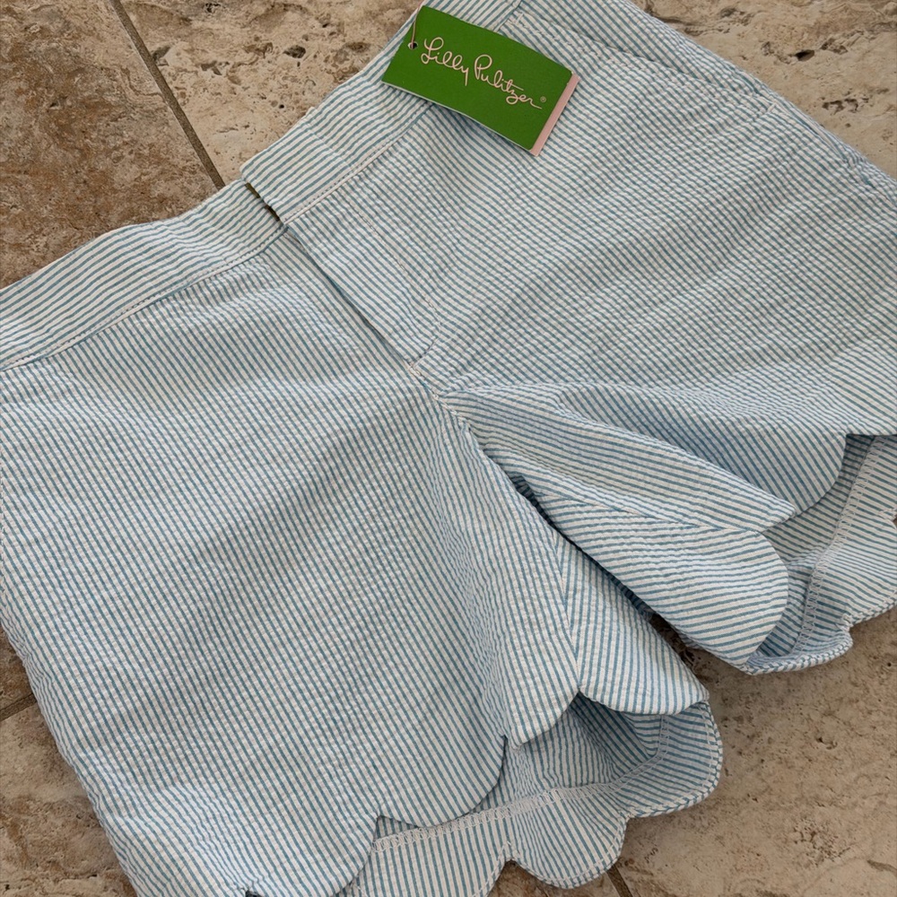 Lilly Pulitzer Light Blue Striped High Waist Shorts